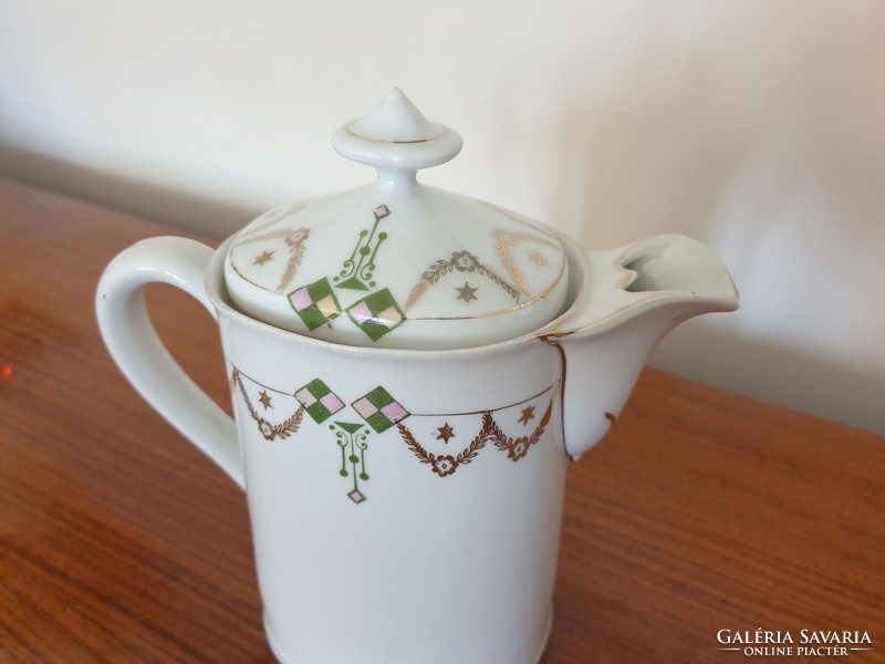Antique porcelain coffee pot Art Nouveau old tea coffee spout