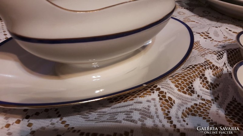 Zsolnay cobalt blue - white old tableware with gold stripes, for addition