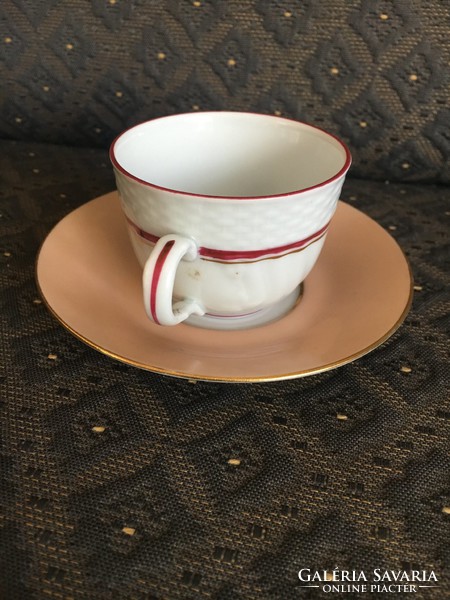 Herend coffee cup and base, rare beige fond painting
