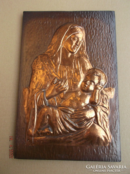 Mother with Child - Old Copper Embossed Wall Mural --- 1 ---