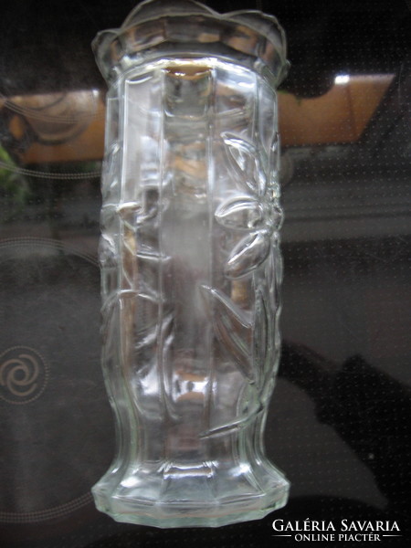 Art deco gyopár virág mintás üveg váza