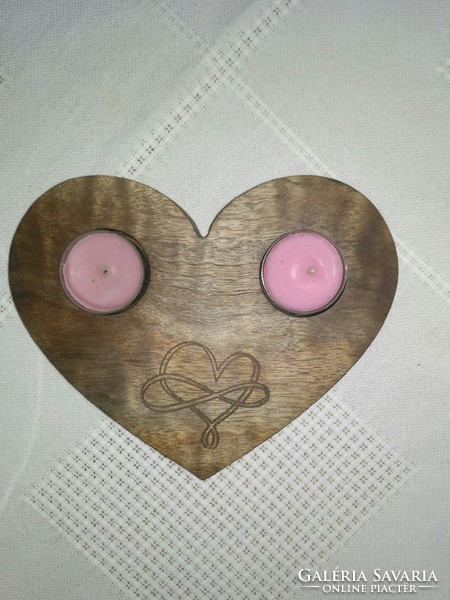 Heart candle holder, wooden candlestick