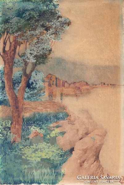 István E. Horváth: seaside view on the island of Capri - original watercolor