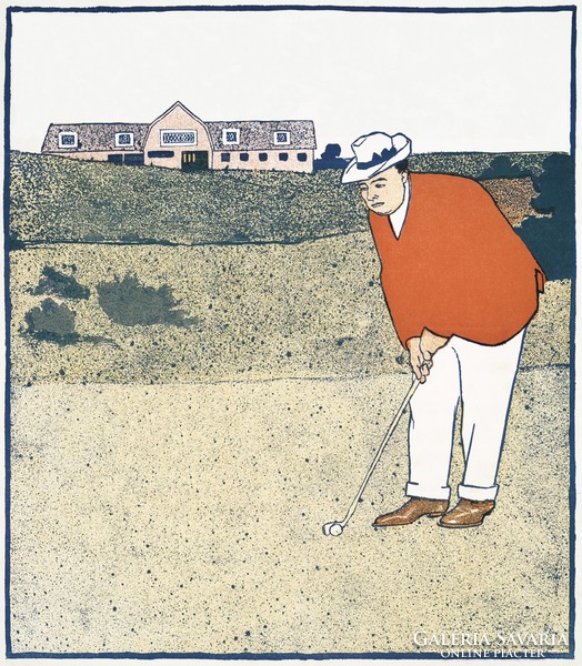 Edward penfield - golfing - canvas reprint blindfold