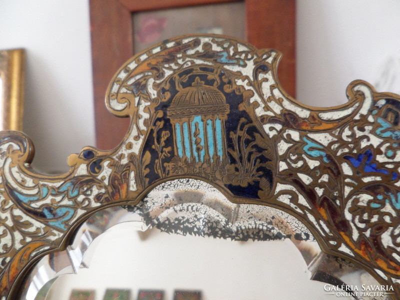 Enamel antique table mirror
