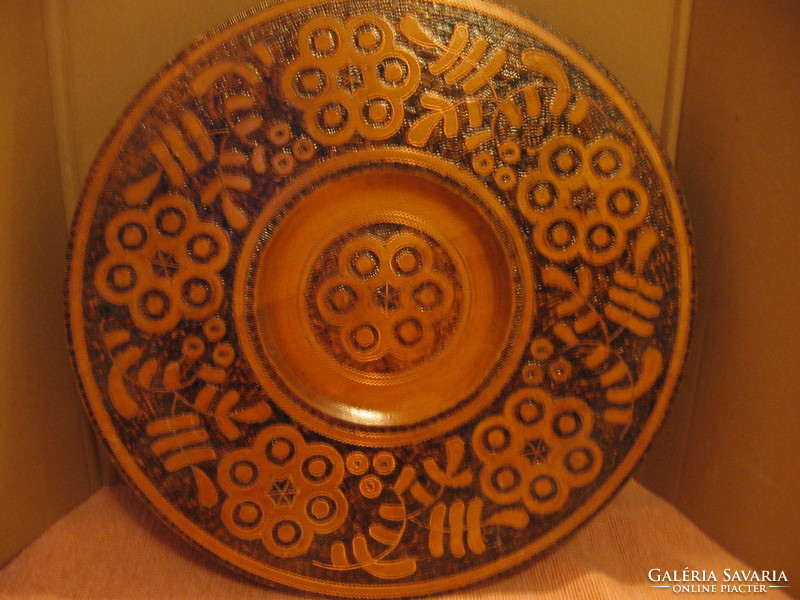 Copper wrought polish folk wall plate and bowl