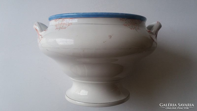 Old bowl porcelain base soup bowl folk comma vintage offering