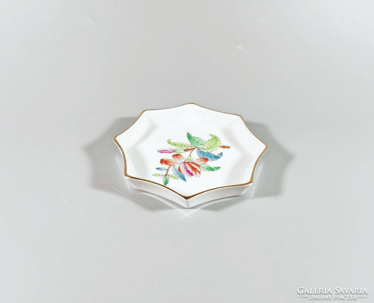 Herend, queen victoria (va) octagonal hand-painted porcelain bowl, flawless! (I116)