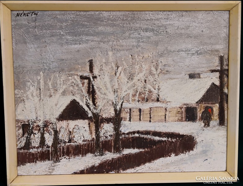 Fk/187 - Zoltán Németh's painting - winter landscape