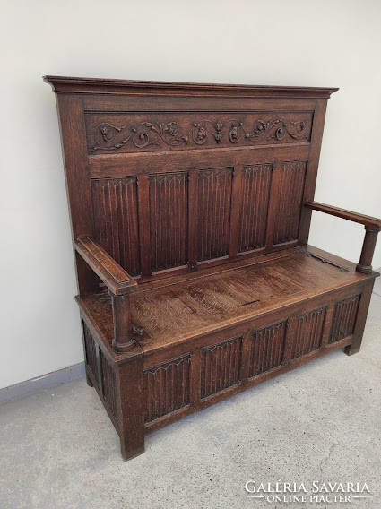 Antique renaissance furniture richly carved chest bench 5400
