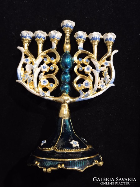 Menorah, made of copper, 16 cm high, excellent for a festive table.