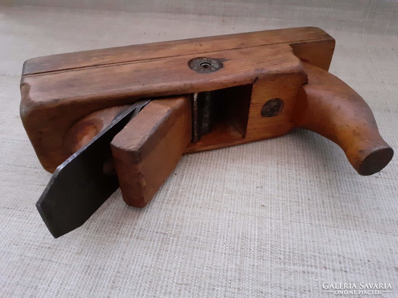 Old beautiful marked ulmia carpenter's planer with marked knife inside