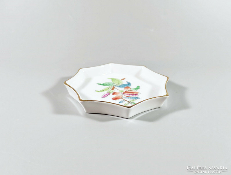 Herend, queen victoria (va) octagonal hand-painted porcelain bowl, flawless! (I116)
