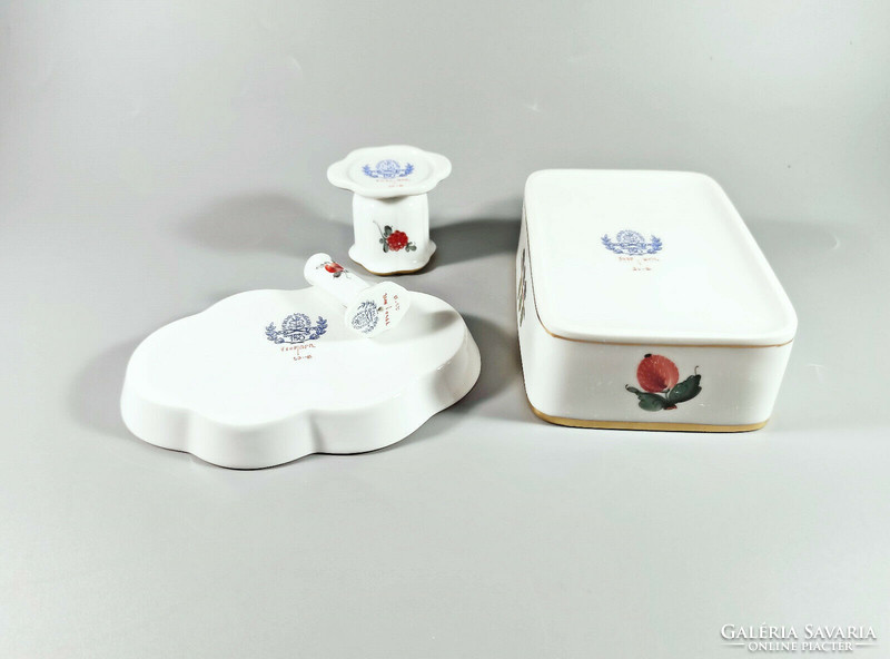 Herend, bouquet de fruits (bfr) hand-painted porcelain smoking set, flawless! (I125)
