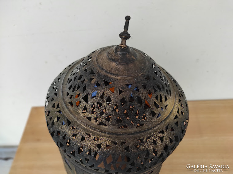 Antique Arabic Turkish Moroccan Ceiling Glass Inset Metal Chandelier Broken Incomplete 5382