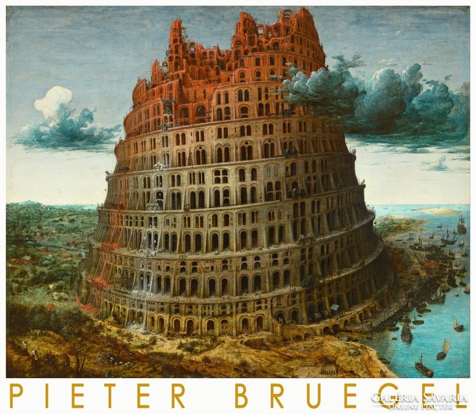 Pieter Bruegel Tower of Babel 1560 art poster bible scene city landscape architecture harbor