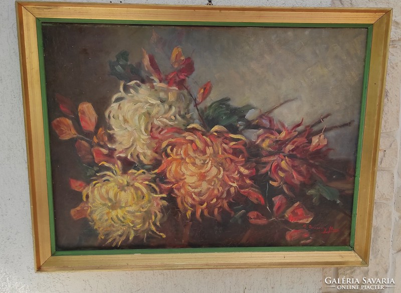 Gyönyörű színes asztali csendélet festmény, Udvardy Flóra festmény