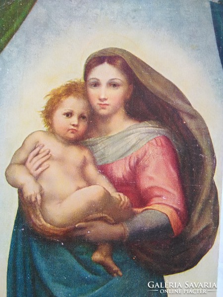 Antik német vallási képeslap/művészlap, Szűz Mária a Kisjézussal 1920 körüli