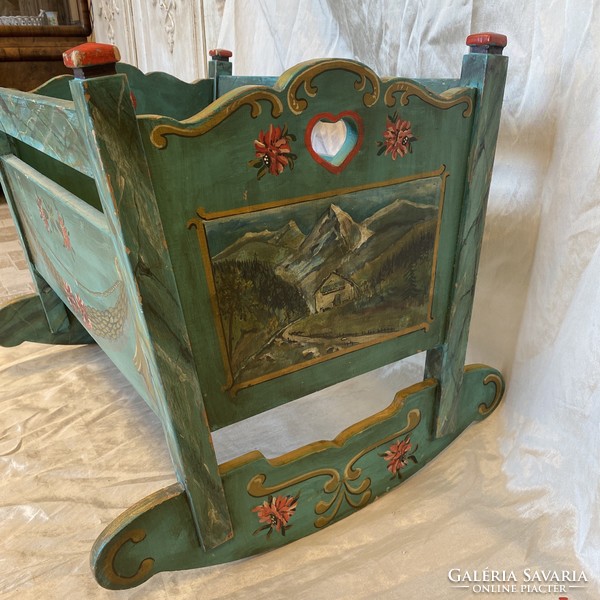 Beautiful painted antique cradle