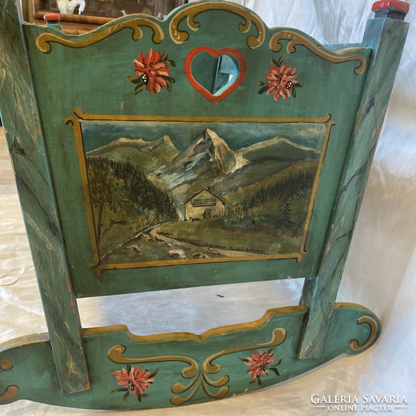 Beautiful painted antique cradle