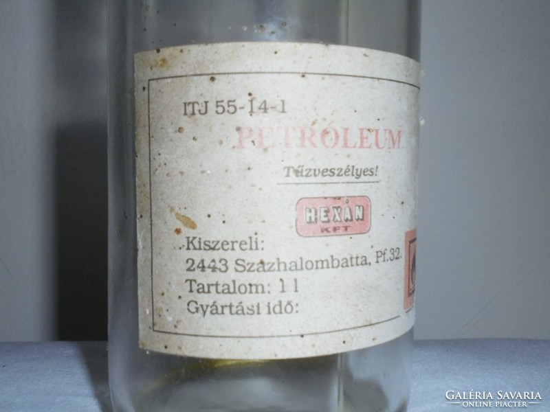 Retro petróleum üveg palack - Hexán Kft. - 1980-as évekből