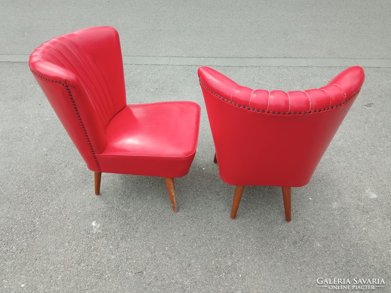 Iconic fiery red retro mini club armchair, sky leather armchair, 1 piece!