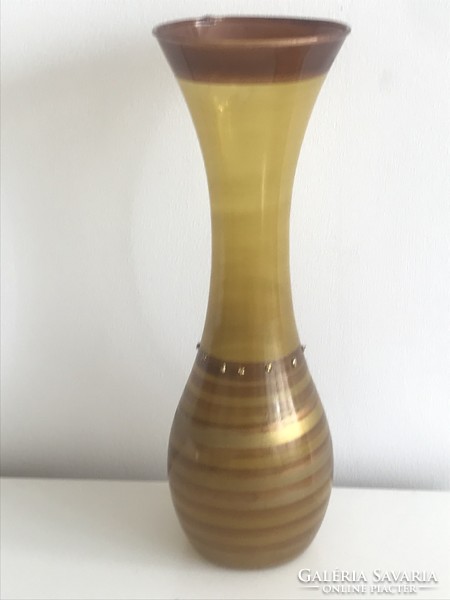 Murano vase painted by hand with golden paints, 20 cm high