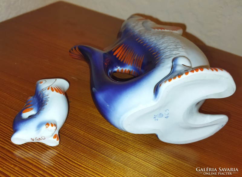Fish-shaped Soviet porcelain drink spout + glass for grafting