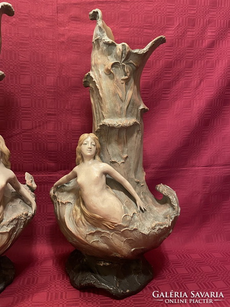 Pair of old signed, figural vases 53,5cm !!!