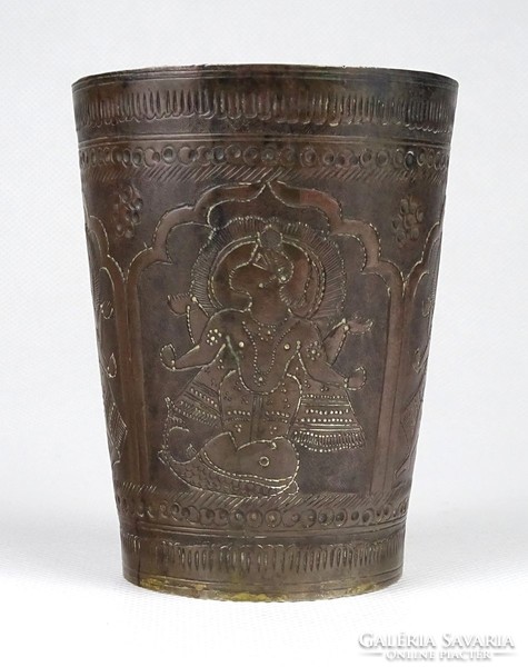 1I409 old indian copper cup 10 cm