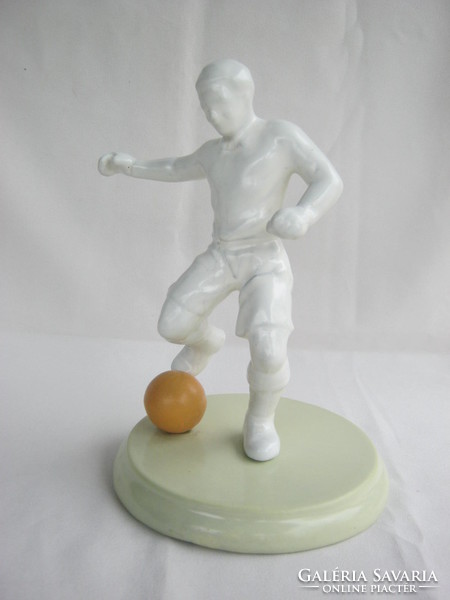 Soccer player painted metal figure 23 cm