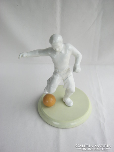 Soccer player painted metal figure 23 cm