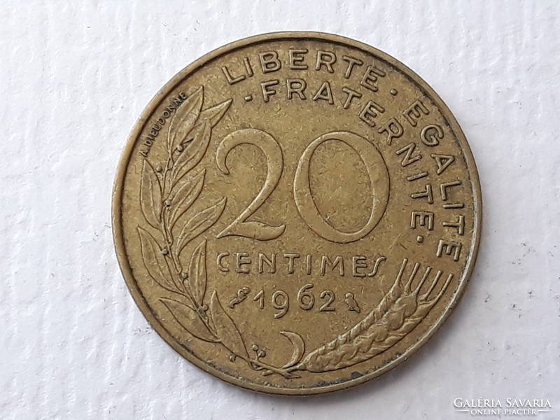 20 centimes 1962 érme - Francia 20 centimes 1962 külföldi pénzérme