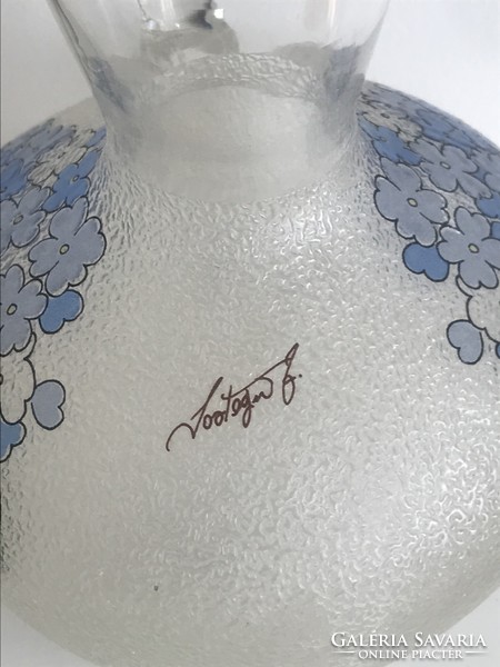 Hand-painted floral jug, 20 cm high, marked