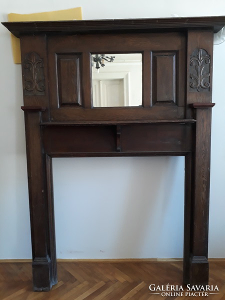 Antique oak fireplace frame
