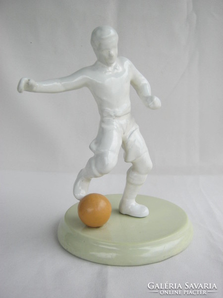 Soccer player painted metal figure 23 cm