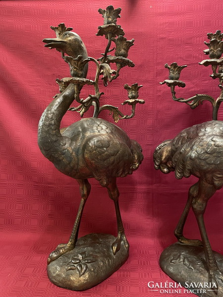 Old, huge, ostrich candlestick pair 68cm !!!!