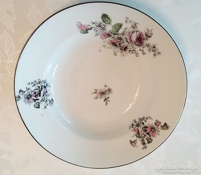Old vintage porcelain wall plate with pink decorative plate 23 cm