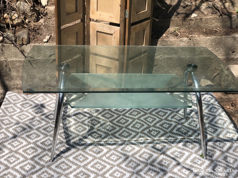 Midcentury, retro, design glass chrome coffee table