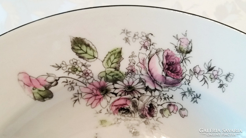 Old vintage porcelain wall plate with pink decorative plate 23 cm