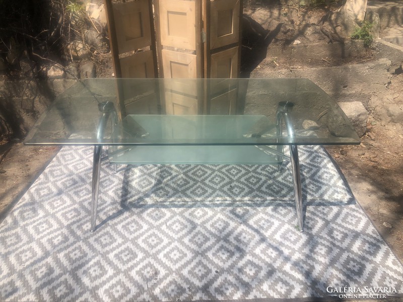 Midcentury, retro, design glass chrome coffee table