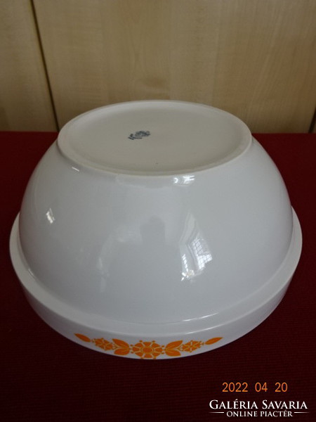 Lowland porcelain garnished bowl, yellow pattern, diameter 23 cm. He has! Jókai.