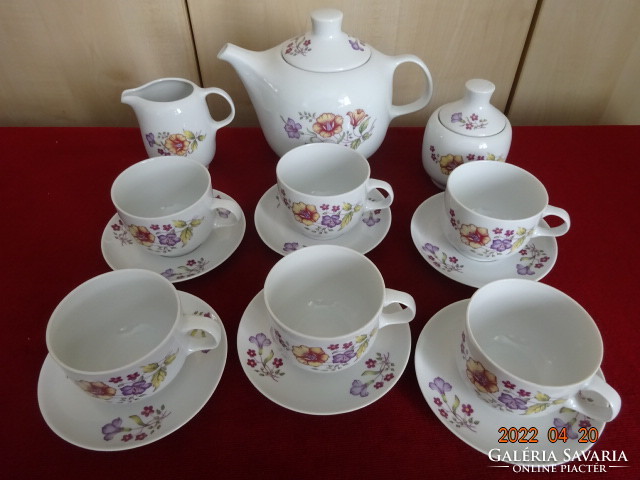 Lowland porcelain tea set, purple floral, for six people. He has! Jókai.