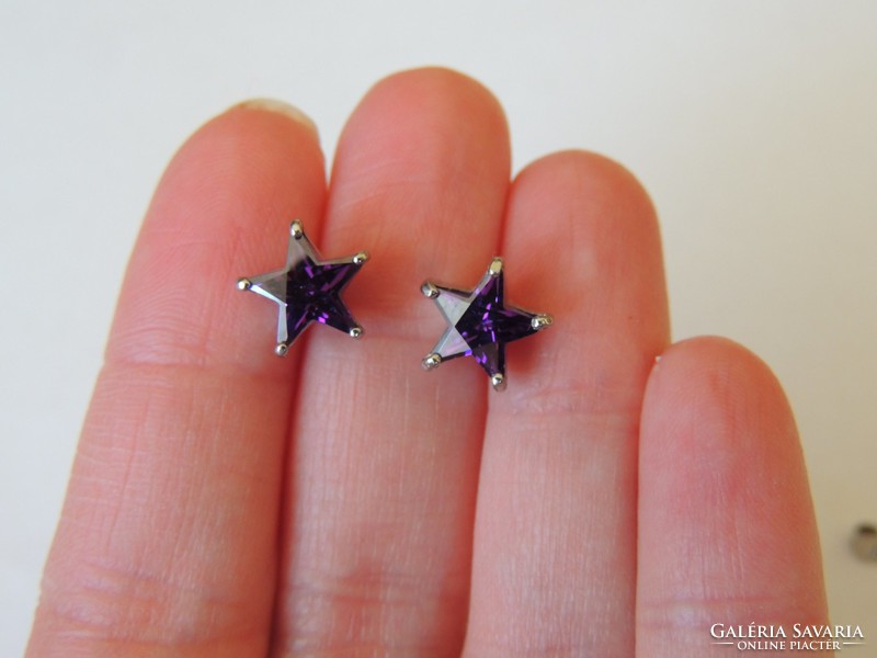 Beautiful purple zirconia stone marked stainless steel earrings
