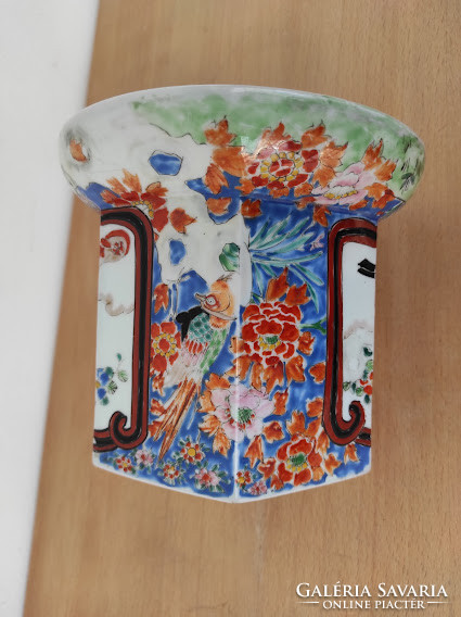 Antique patinated Japanese Chinese multi-faceted satsuma porcelain brush holder 5363