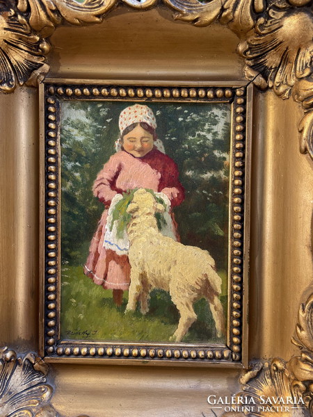 Némethy i.:Little girl with a lamb