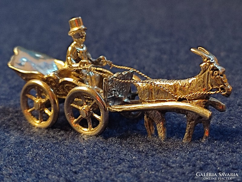 Dutch silver miniature goat carriage