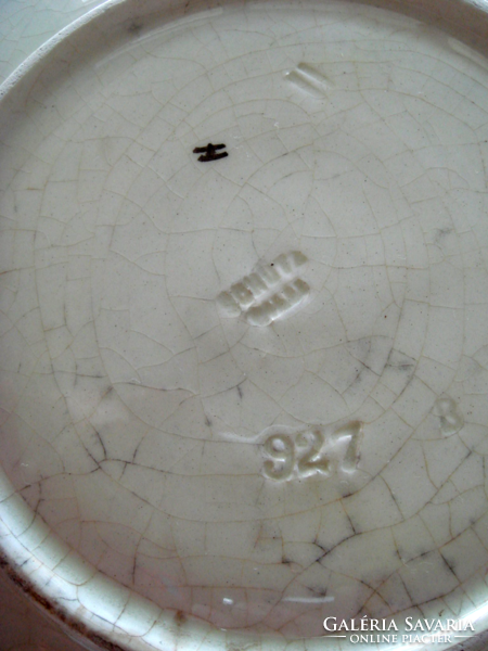 Régi Schütz Cilli fajansz tányér lepkés mezeivirágos majolika fali dísz 20 cm