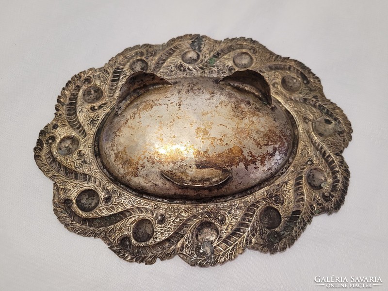 Old metal bowl serving