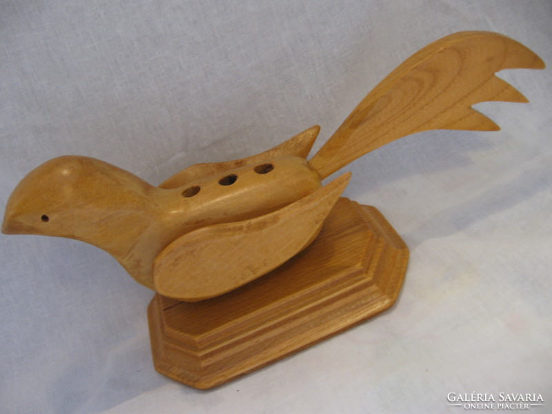 Wooden bird pencil holder